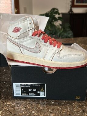 NIB Jordan 1 Retro High OG (PS) Sail/Cinnabar-Light Bone